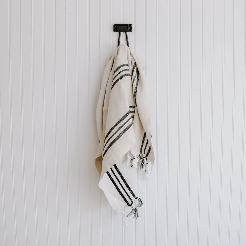 Sweet Water Decor Jordan Turkish Hand Towel Black Two Stripe - 19x35", 3 of 6