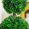 Maggift Artificial Plant Artificial Outdoor Fake Plants Artificial Tree in Pot 2 Ball Boxwood Topiary Tree for Home Office, Green, Green, 9"*9"*23.5" - 2 of 4
