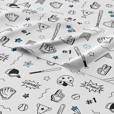 Kids Full Blue and White Microfiber Deep Pocket Sheet Set