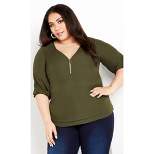 Women's Plus Size Sexy Fling Elbow Sleeve Top - jungle | CITY CHIC