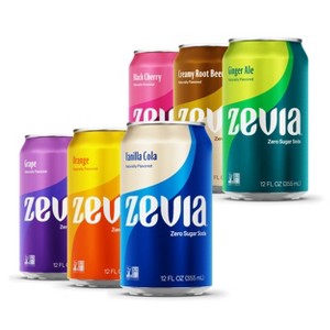 Zevia Zero Sugar, 6-Flavor Rainbow Soda Pack - 12 Fl Oz Can (Pack of 24) - 1 of 4