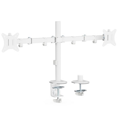 Mount-It! Dual Monitor Desk Mount, Dual Monitor Arm Fits 2 Monitors max. 32" / 19.8 Lbs., Full Motion Adjustment Monitor Mount with C-Clamp, White