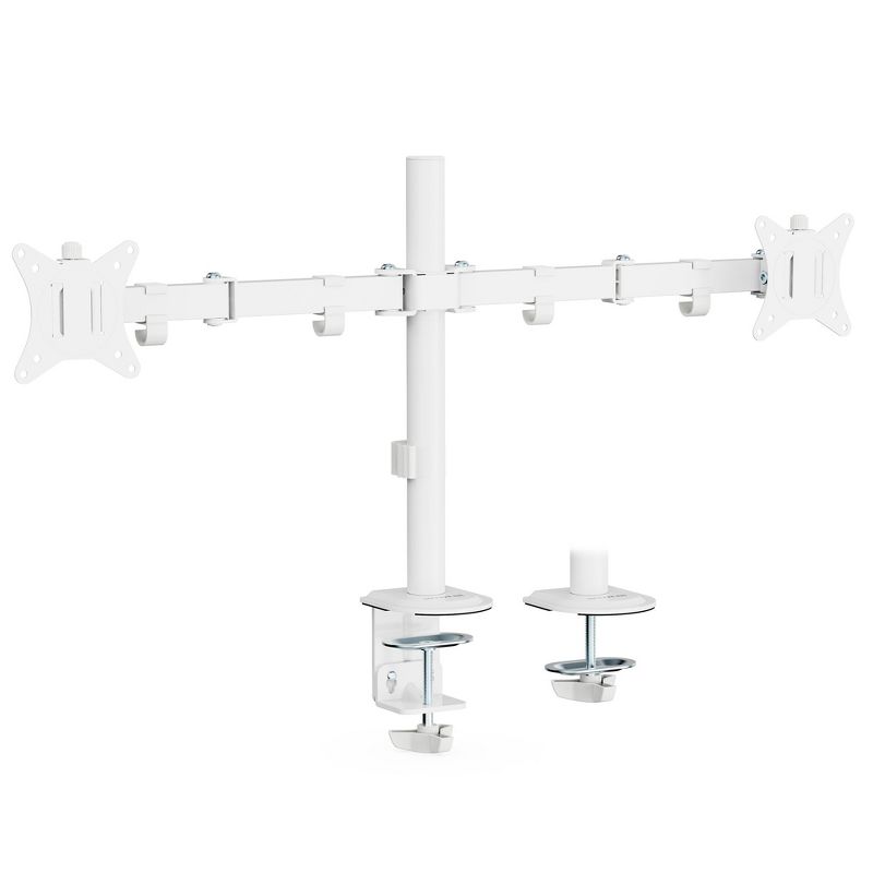 Mount-It! Dual Monitor Desk Mount, Dual Monitor Arm Fits 2 Monitors max. 32" / 19.8 Lbs., Full Motion Adjustment Monitor Mount with C-Clamp, White, 1 of 10