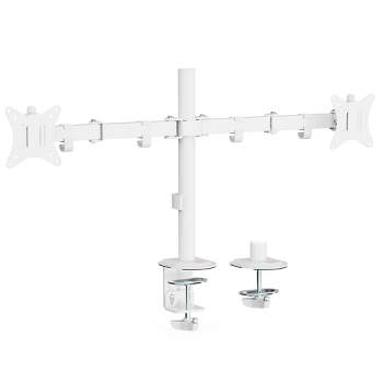 Mount-It! Dual Monitor Desk Mount, Dual Monitor Arm Fits 2 Monitors max. 32" / 19.8 Lbs., Full Motion Adjustment Monitor Mount with C-Clamp, White