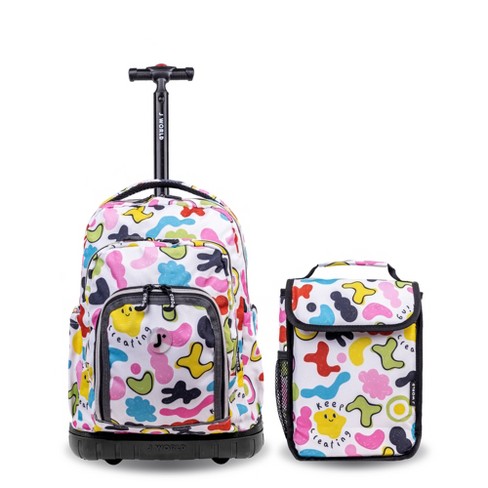 J World Lollipop Kids Rolling Backpack with Lunch Bag - Candy Buttons