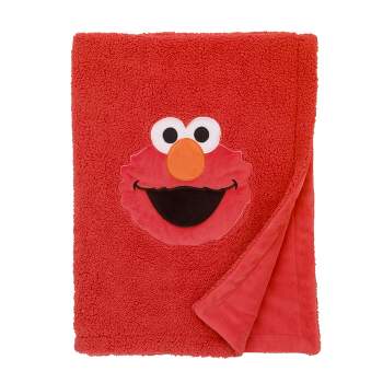 Sesame Street Elmo Red Soft Plush Cuddly Plush Toddler Blanket with Applique