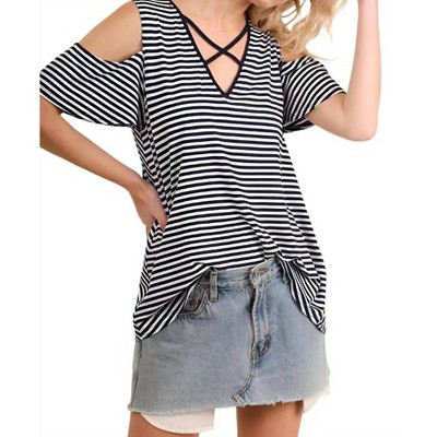 Women's Cold Shoulder Striped Top - umgee