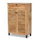 Coolidge Wood 5 Shelf Storage Cabinet Oak Brown - Baxton Studio