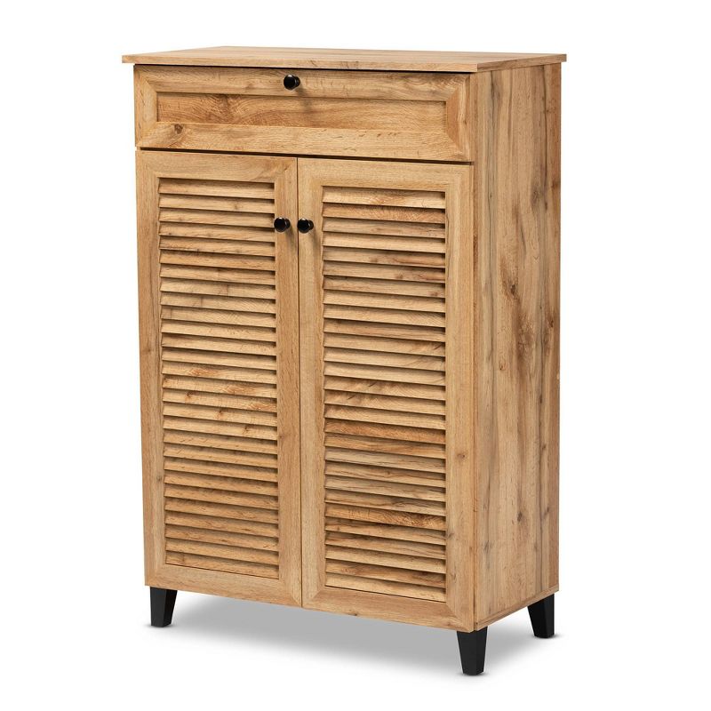 Coolidge Wood 5 Shelf Storage Cabinet Oak Brown - Baxton Studio, 1 of 14