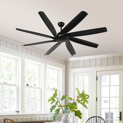 Wanze of Ocean 72 in. Modern Indoor&Outdoor Downrod Mount Black Blades 6-Speed Ceiling Fan with Remote and 3-Size Downrods