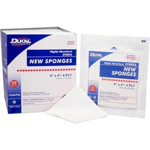 Dukal 6125 New Sponges Sterile 4 in. x 4 in. (5 Pack) (Box of 20) - 1 of 3