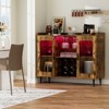 Aheaplus Sideboard Buffet with Charge Station and LED Light, Farmhouse Bar Cabinet with Wine Holder - 3 of 4