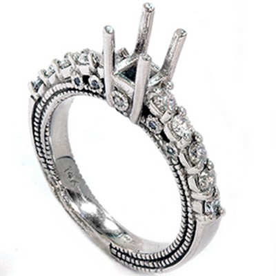 Pompeii3 1/2ct Diamond Engagement Semi Mount 14K White Gold Ring Setting