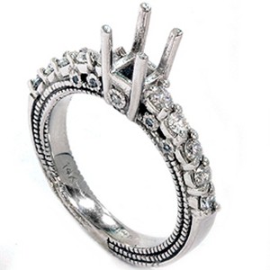 Pompeii3 1/2ct Diamond Engagement Semi Mount 14K White Gold Ring Setting - 1 of 4