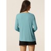 INSPIRE CHIC Womens Casual V Neck Ribbed Pullover Long Sleeve Sleepwear Tops - 4 of 4