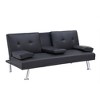 67" Multi-functional Leather Folding Sofa Bed With Coffee Table, Upholstered Loveseat With Adjustable Backrest - 3 of 4