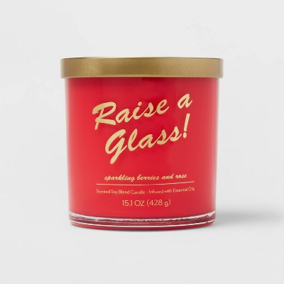 15.1oz Lidded Glass Jar 2-Wick Candle Raise a Glass - Opalhouse™