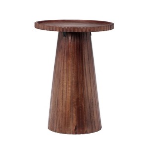 Christopher Knight Home Thalass 22" Pedestal Mango Wood Round End Table, Walnut - 1 of 4