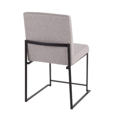 Fuji High Back Upholstered Dining Chair in Light Grey and Black Steel