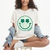 S.W.Smiley Clover Leopard Smiley Face - Women's Garment Dyed Graphic T-Shirt - 3 of 4