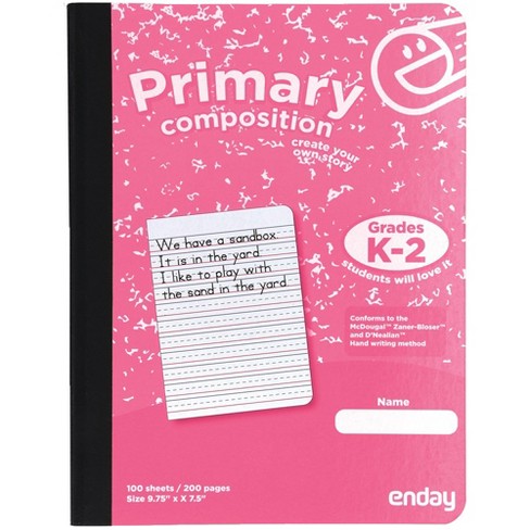 Enday Half-Page Ruled Primary Journal Grades K-2 Composition Notebook, Gray & Red, Kids Unisex, Size: 9.75 x 7.5