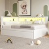 Full Size Upholstered Platform Bed with Trundle, USB Ports, and LED Belt for Bedroom or Apartment - 3 of 4