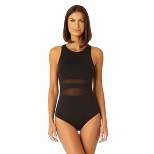 Anne Cole - Women's Mesh High Neck One Piece Swimsuit