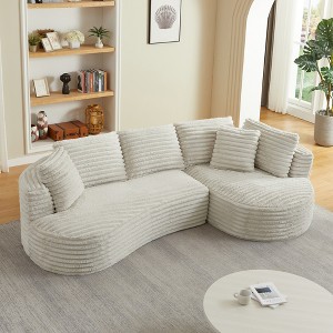 120.9" Oversized Chenille Tufted Curved L-Shaped Modular Sectional Sofa with Right Arm Chaise Lounge, No Assembly Required - 1 of 4