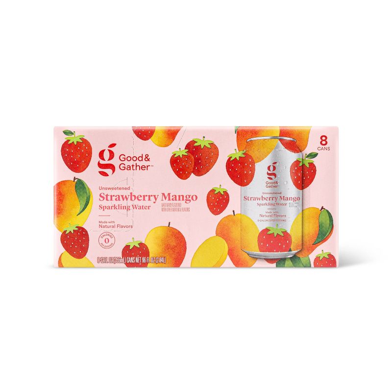 Strawberry Mango Sparkling Water - 8pk/12 fl oz Cans - Good & Gather&#8482;, 1 of 10