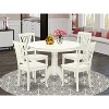 Round Dining Set - 5 Piece Kitchen Table with 4 Chairs - Linen White Finish - 2 of 4