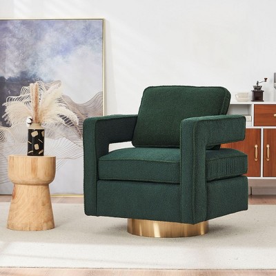 Swivel Accent Barrel Chair, Modern Comfy Upholstered Sofa Chair With 360 Degree Swivel Round Metal Base, Single Round Accent Chair