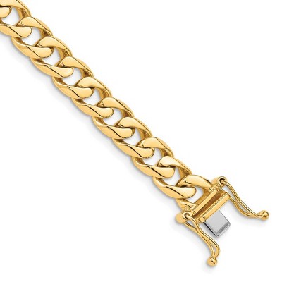 Black Bow Jewelry Men's 14k Yellow Gold, 7.8mm Flat Beveled Curb Chain Bracelet, 8 Inch