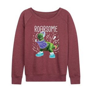 Women's - Disney - Roarsome Lightweight French Terry Wide Neck Long Sleeve Shirt - 1 of 4