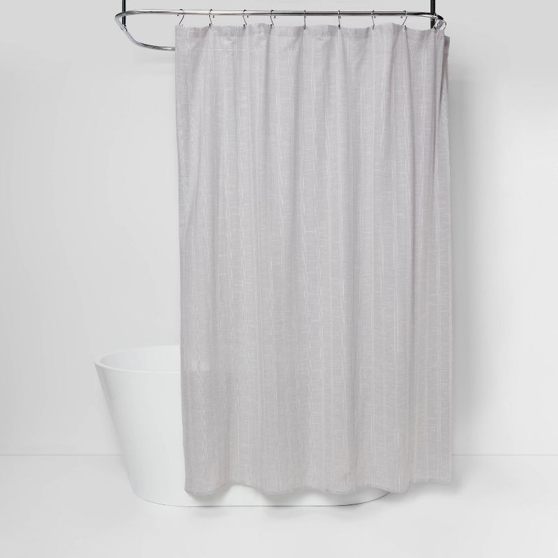Tonal Striped Shower Curtain Gray - Threshold&#8482;, 1 of 7