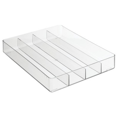 Mdesign Plastic Kitchen Drawer Storage Cutlery Tray - Clear : Target