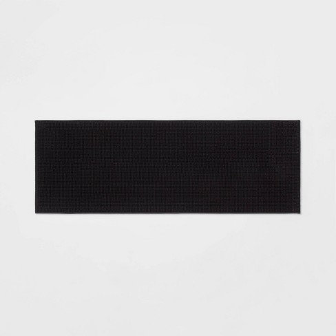 Thomesha Chenille Bath Rug Latitude Run Color: Black, Size: 17.2 W x 23.8 L