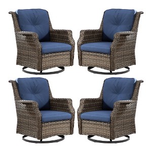 YARDSIGHT Outdoor Swivel Patio Chair with High Back – All-Weather PE Wicker Rattan Chair with Waterproof Cushion for Porch, Deck, Backyard & Balcony - 1 of 4