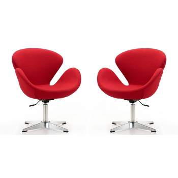 Set of 2 Raspberry Faux Leather Adjustable Swivel Chairs - Manhattan Comfort