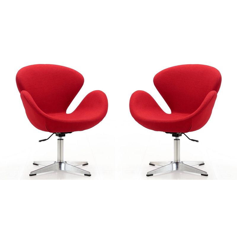 Set of 2 Raspberry Faux Leather Adjustable Swivel Chairs - Manhattan Comfort, 1 of 8