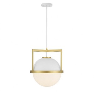 Savoy House Carlysle 1 - Light Pendant in  White/Warm Brass - 1 of 4