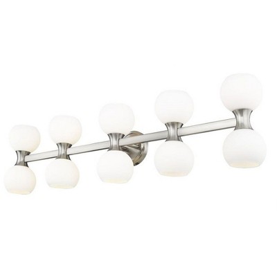 Artemis Brushed Nickel 10-Light Vanity with Opal Glass Shades