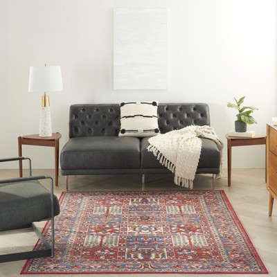 Red and Blue Persian Style Non-Slip 5' x 7' Rug