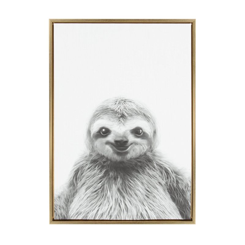 33" x 23" Sylvie Sloth Animal Print And Portrait By Simon Te Tai Framed Wall Canvas - Kate & Laurel, 1 of 8