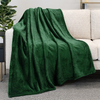 Emerald Green Fleece Waffle Textured Throw Blanket