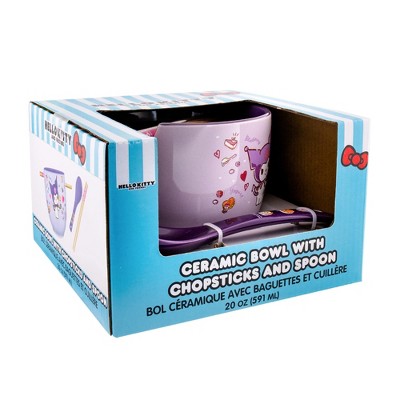 Kuromi Purple Ceramic Halloween Soup Bowl Set with Spoon and Chopsticks