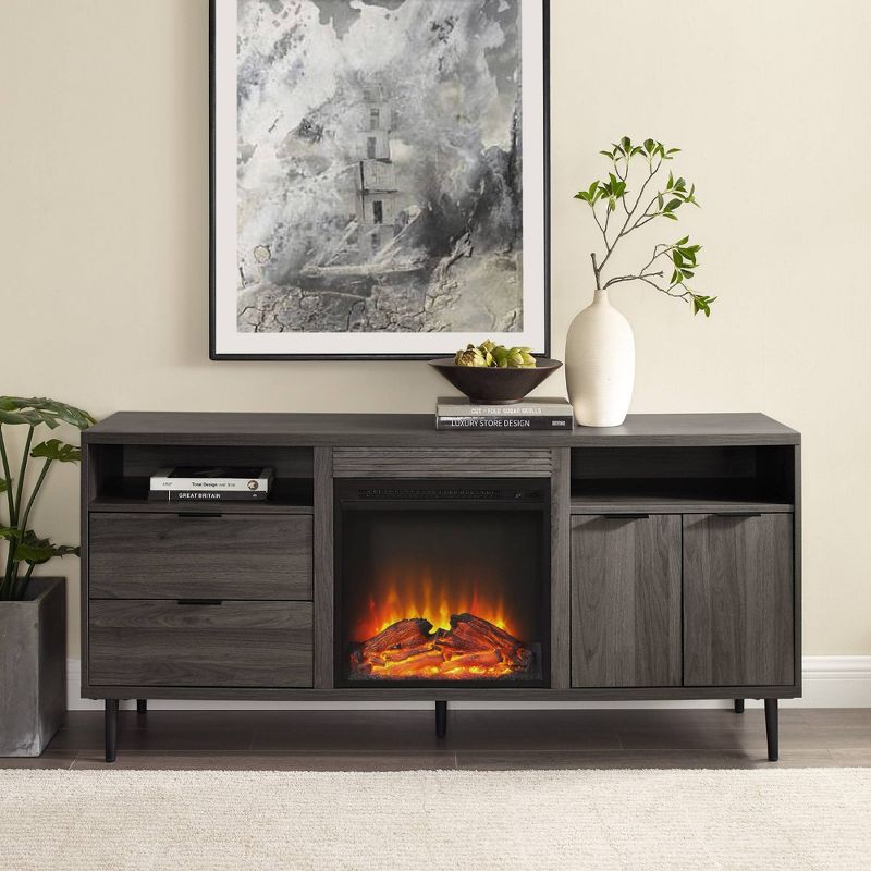 Ronan Modern Storage with Electric Fireplace TV Stand for TVs up to 65" - Saracina Home, 3 of 12