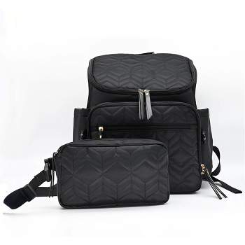 Trend Lab Backpack Diaper Bag with Removable Cross Body Bag - Black