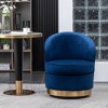 Velvet Upholstered Contemporary Swivel Accent Chair with Thick Foam Cushion, Rounded Design and Polished Gold Base - 2 of 4