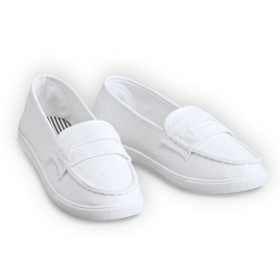 Collections Etc Classic Boat Shoe Loafer Slip On Canvas Sneakers
