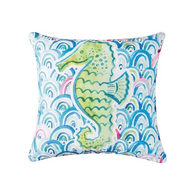 C&F Home 18" x 18" Mermaid Garden Seahorse Indoor/Outdoor Throw Pillow